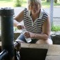 Woman getting water for the trip home, North Webster IN